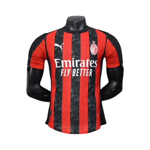 CAMISA VERSÃO PLAYER DO MILAN 25/26 PRETO E VERMELHO